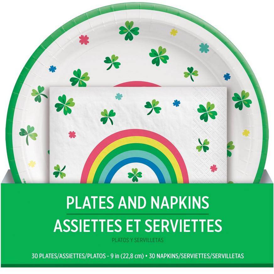 Happy St. Patrick's Day Lunch Plates (9in) Lunch Napkins (6.5in) for 30 Guests