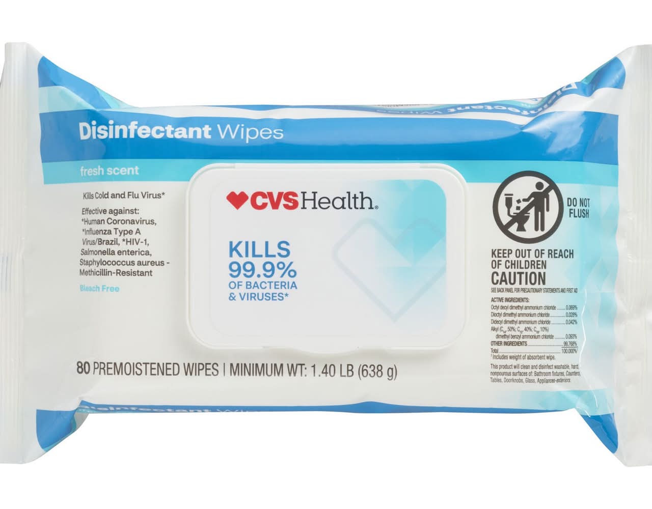 CVS Health Disinfectant Wipes, Fresh (1.4 lbs, 80 ct)