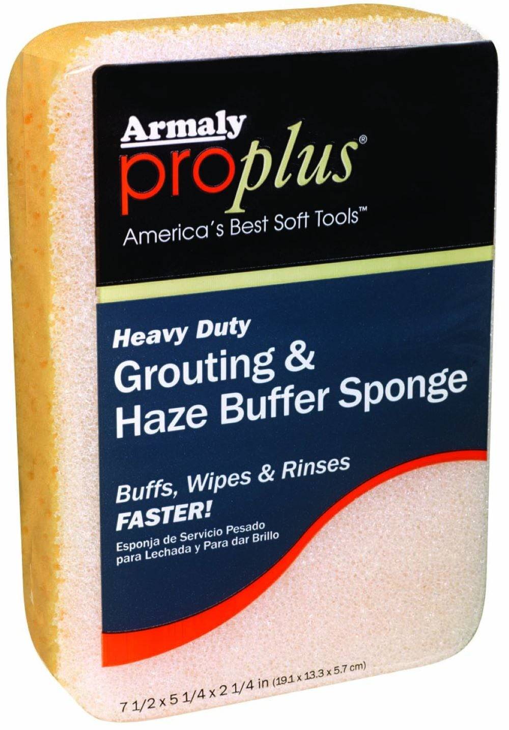 Armaly ProPlus ProPlus Grout Sponge, Polyurethane Material, High Density, Rounded Edges, White, 7.5-in x 5.25 | 72606