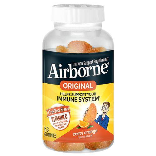 Airborne Gummies with Vitamin C, Minerals & Herbs Immune Support Zesty Orange Zesty Orange - 63.0 ea