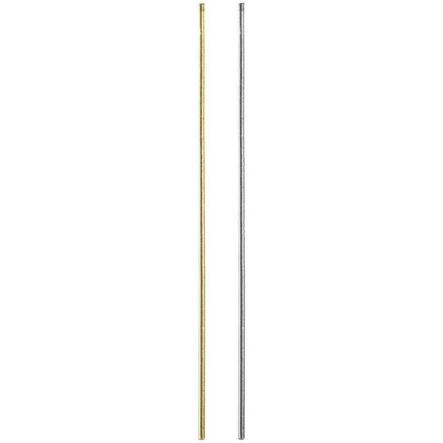 Gold Silver Sparkling Birthday Candles, 7in, 18ct