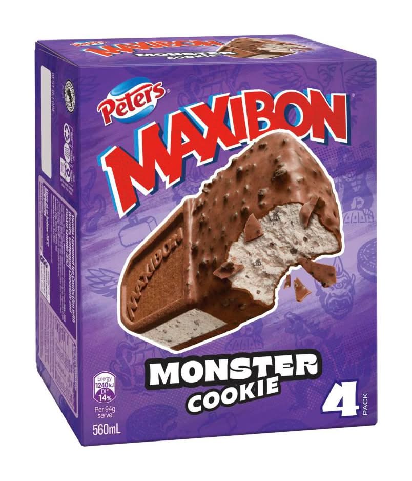 Peters Maxibon Monster Cookie Ice Cream, Monster Cookie (560mL, 4 pack)