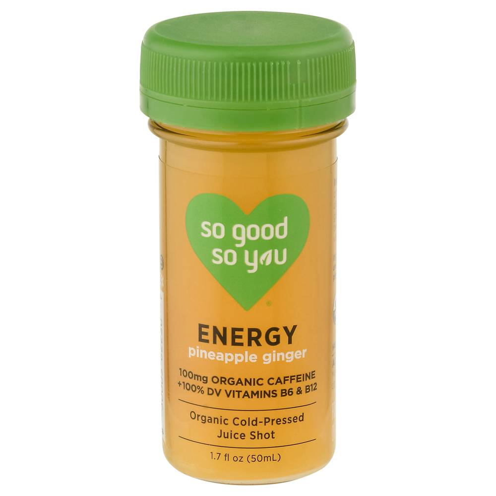 So Good So You Energy Probiotic Organic Cold-Pressed Juice Shot, Pineapple Ginger (1.7 fl oz)