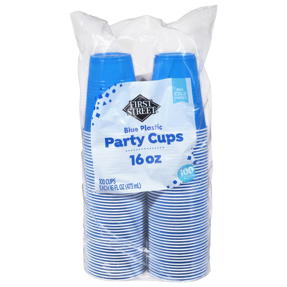 First Street Cool Drink Plastic Cups 16 fl oz, Blue (100 ct)