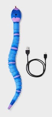 Boots & Barkley Motion Activated Slithering Snake Mechanical Cat Toy, Blue