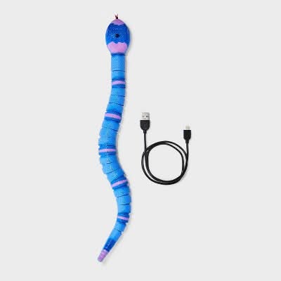Boots & Barkley Motion Activated Slithering Snake Mechanical Cat Toy, Blue