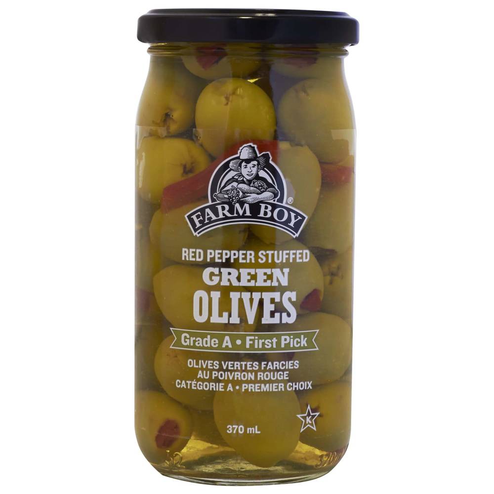 Farm Boy™ Red Pepper-Stuffed Green Olives (370 ml)