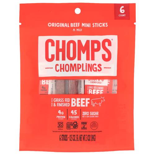 Chomps Original Chomplings Mini Beef Sticks 6 Count