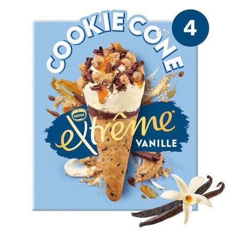 Glaces cônes cookie vanille caramel EXTREME - la boite de 284g