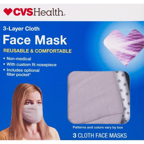 CVS Health B-Layer Cloth Face Mask, 3 CT