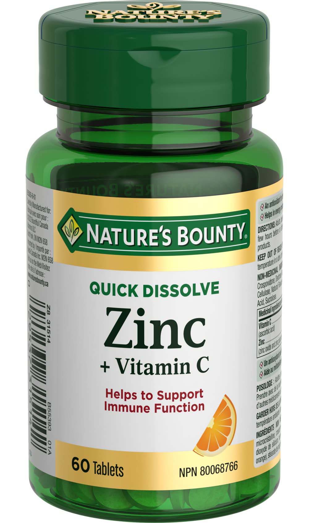Nature's Bounty Zinc + Vitamin C Quick Dissolve Tablets (60 g)