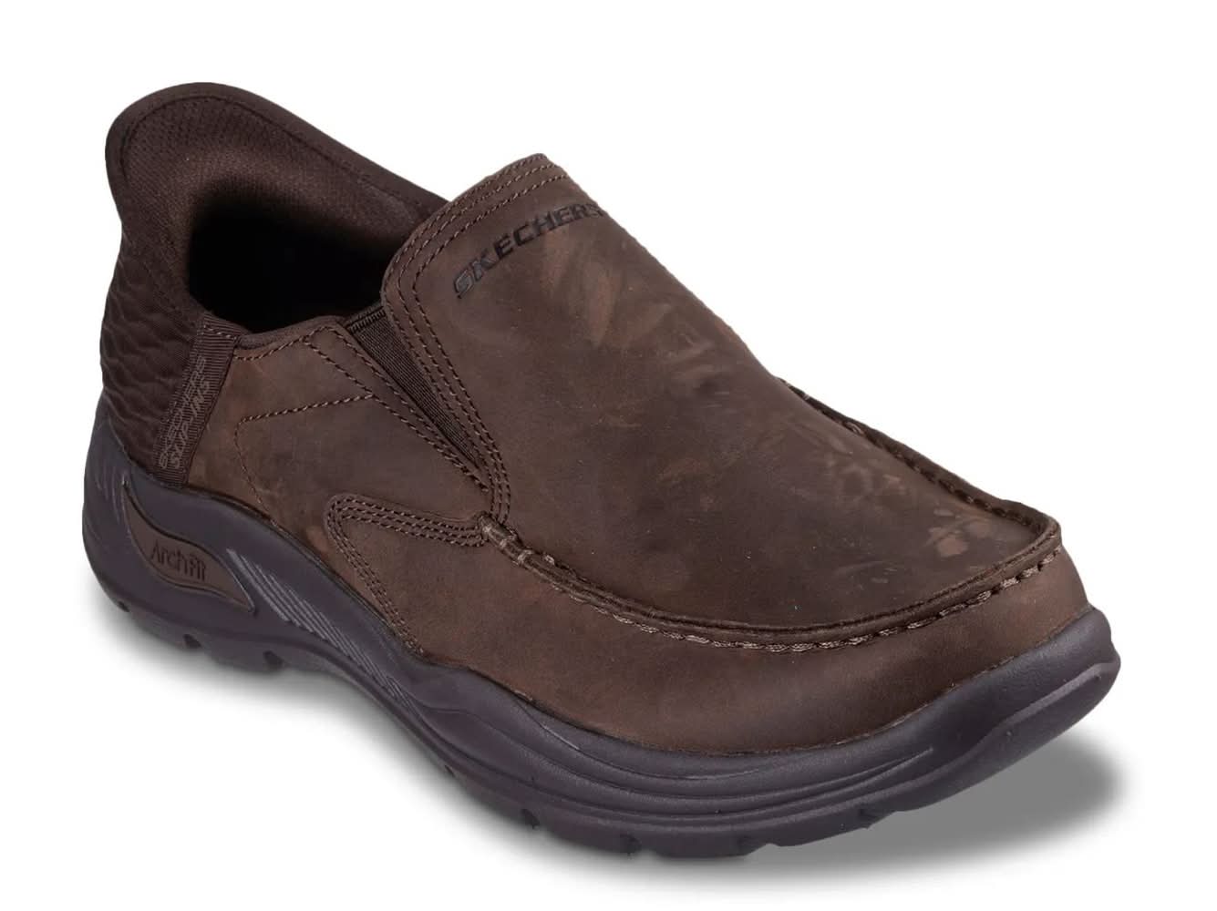 Skechers Hands Free Slip-Ins Arch Fit Motley Milo Slip-On (Cocoa Brown Leather Extra Wide - 13)
