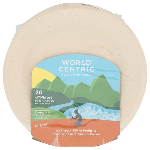 World Centric Compostable Fiber Ripple Edge Plates, 6 in (20 ct)