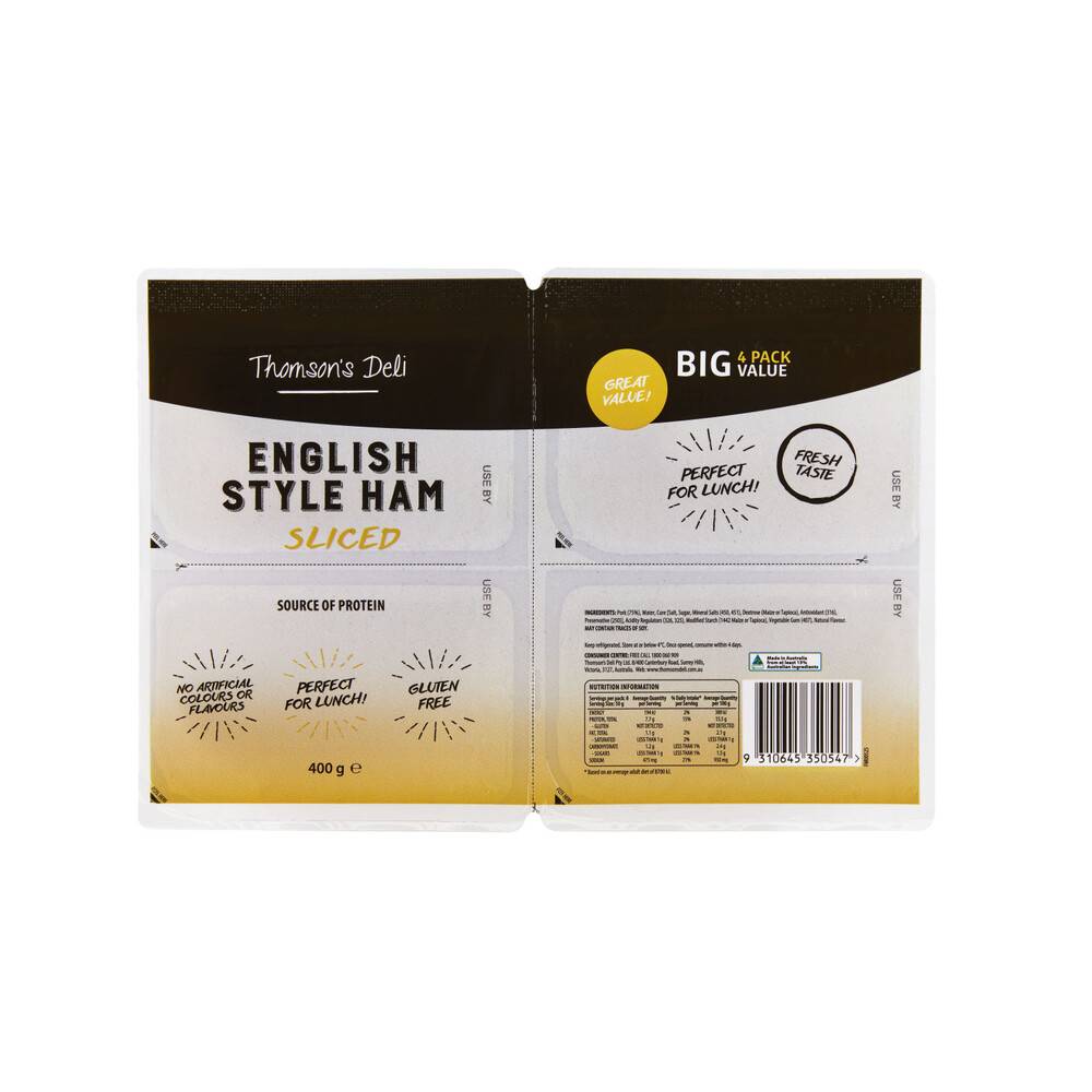 Thomson's Deli English Style Ham Quad pack 400g
