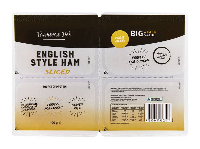 Thomson's Deli English Style Ham Quad pack (400g)