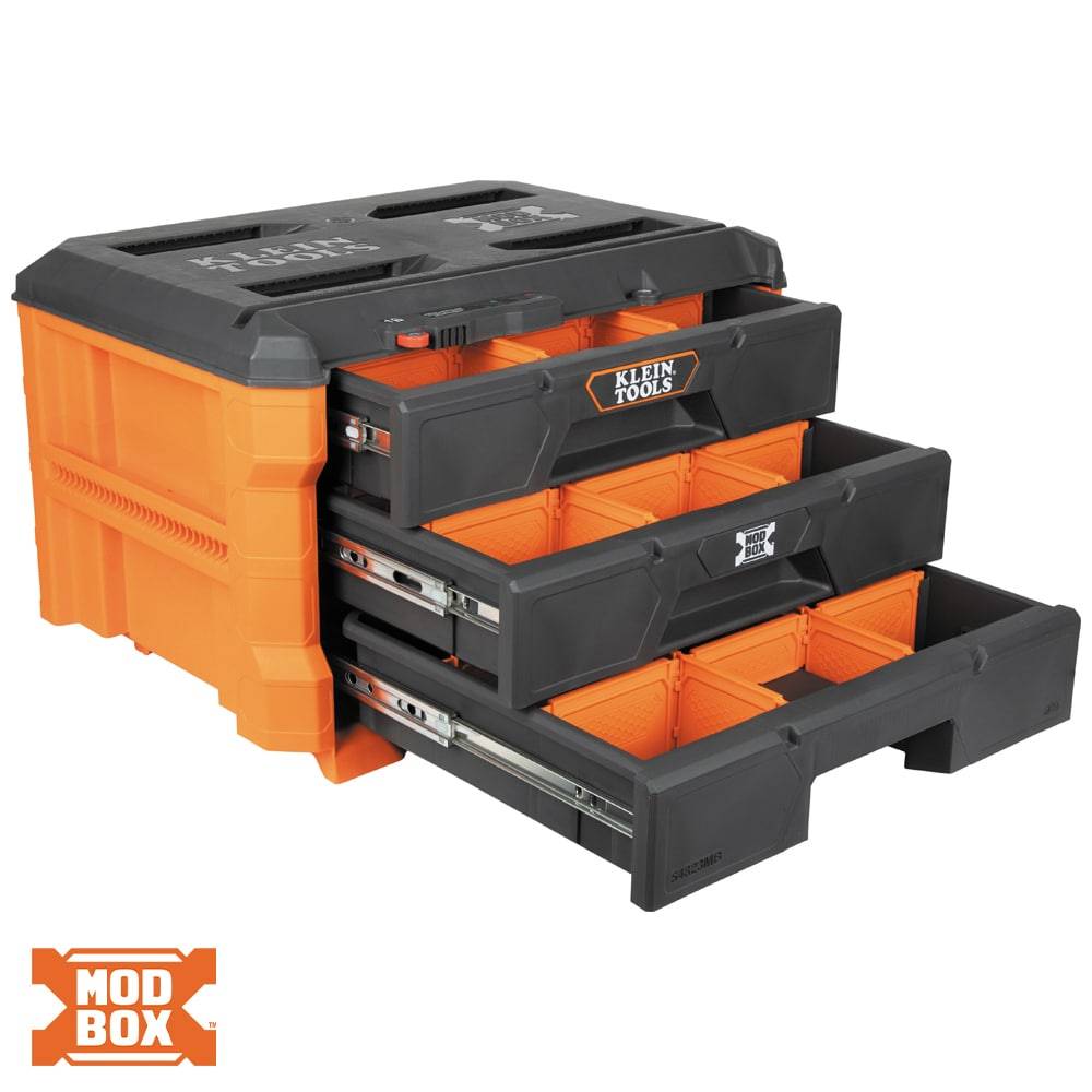 Klein Tools MODbox 16.4-in W x 14.4-in H x 22.3-in D 3-Drawer Multiple Colors/Finishes Plastic/Metal Tool Box | 54823MB