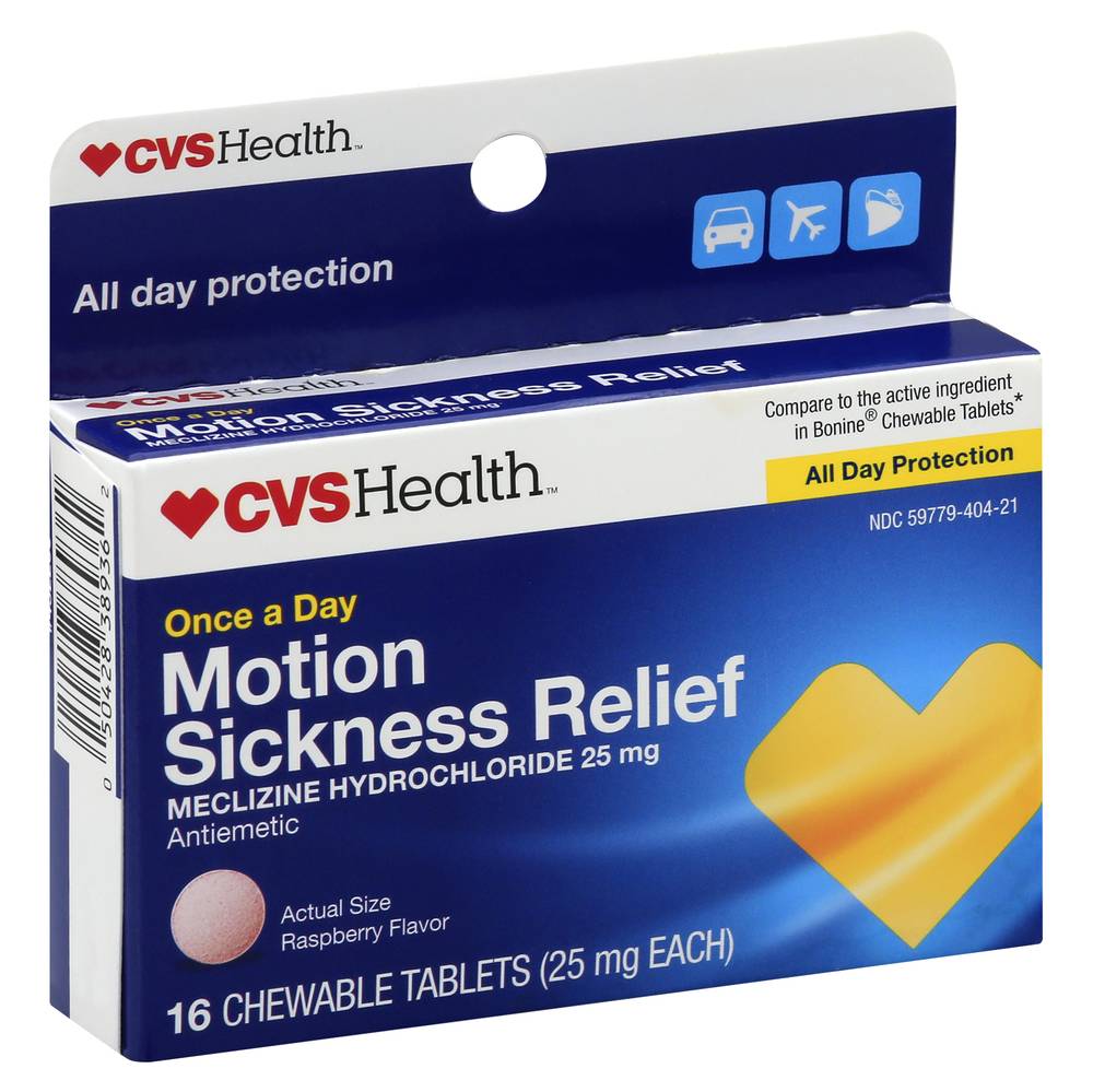 CVS Health Motion Sickness Relief Chewable Tablets Raspberry