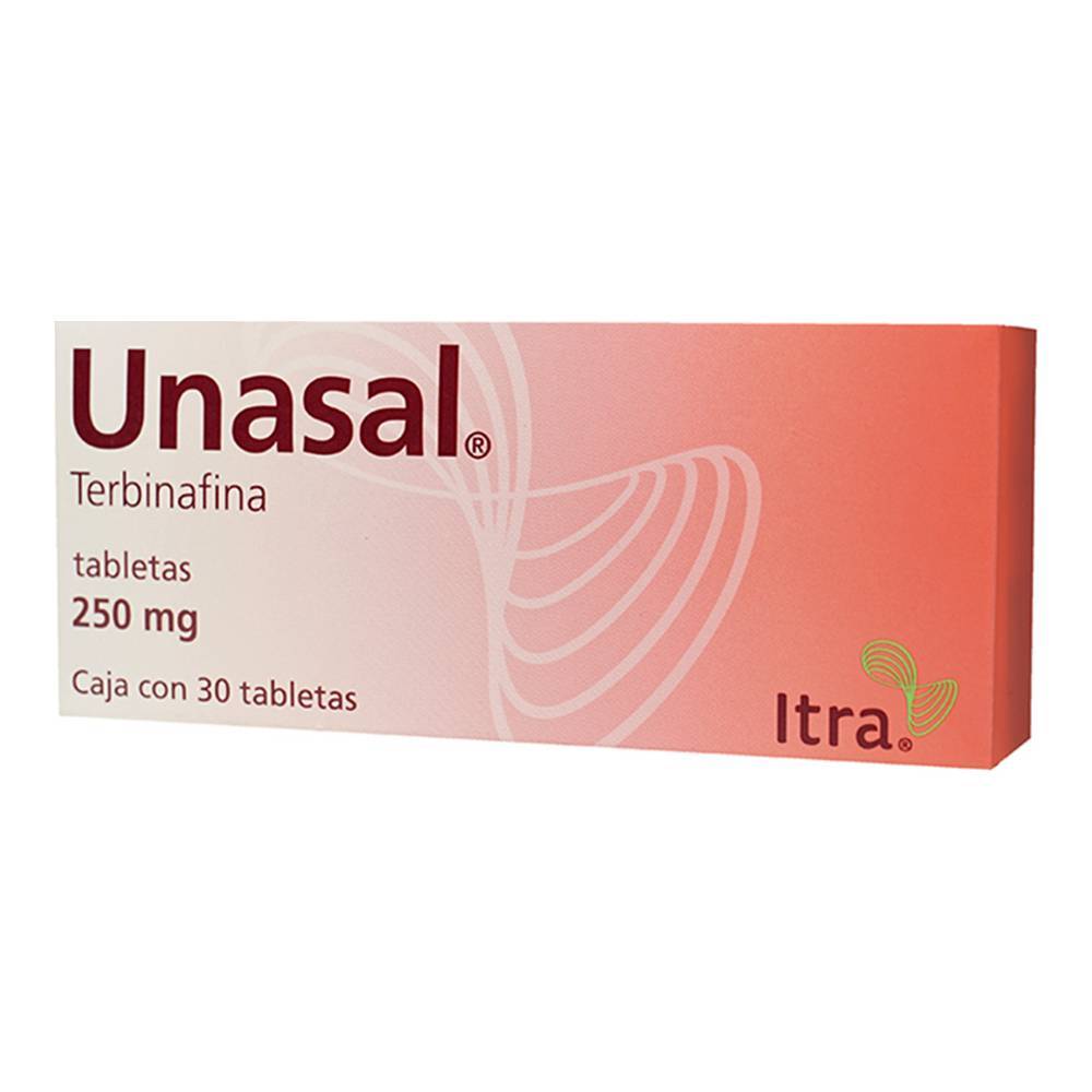 Itra · Unasal terbinafina tabletas 250 mg (40 g)