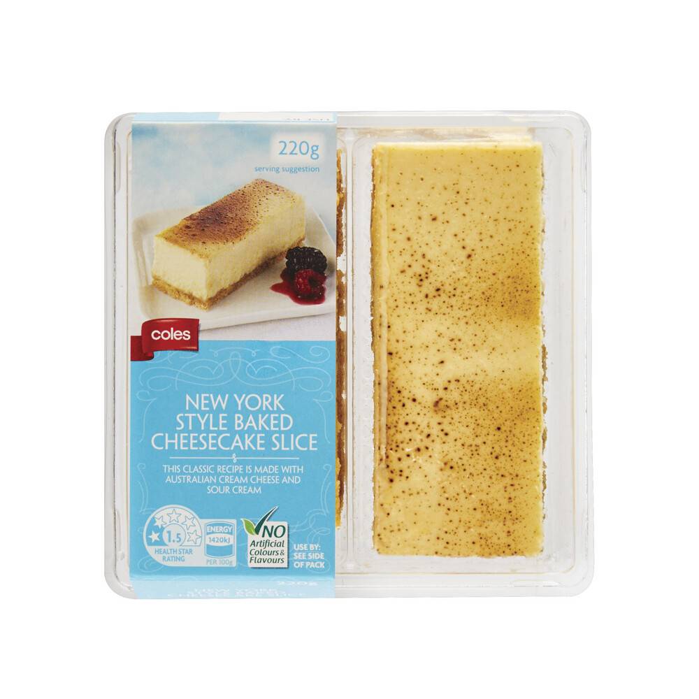 Coles New York Style Baked Cheesecake Slice 220g (2 pack)