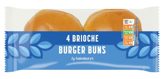 Sainsbury's Brioche Burger Buns (4 pack)