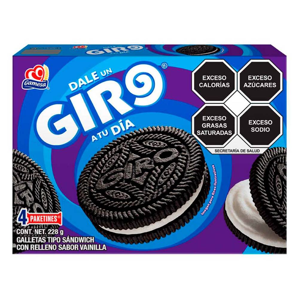 Gamesa · Galletas giro tipo sándwich con relleno, vainilla (4 x 6 un)