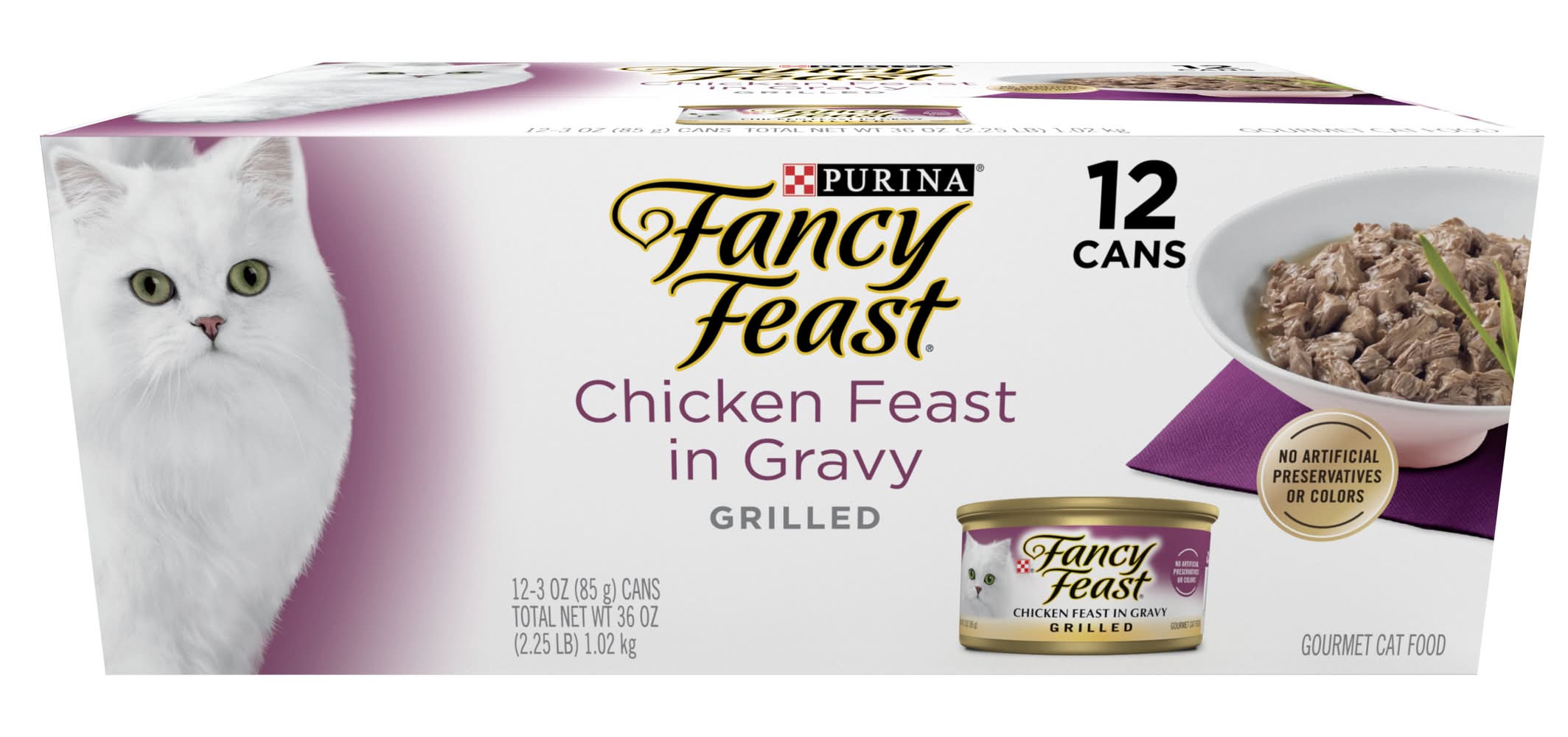 Purina Fancy Feast Grilled Gourmet Wet Cat Food, Chicken Feast (12 x 3 oz)