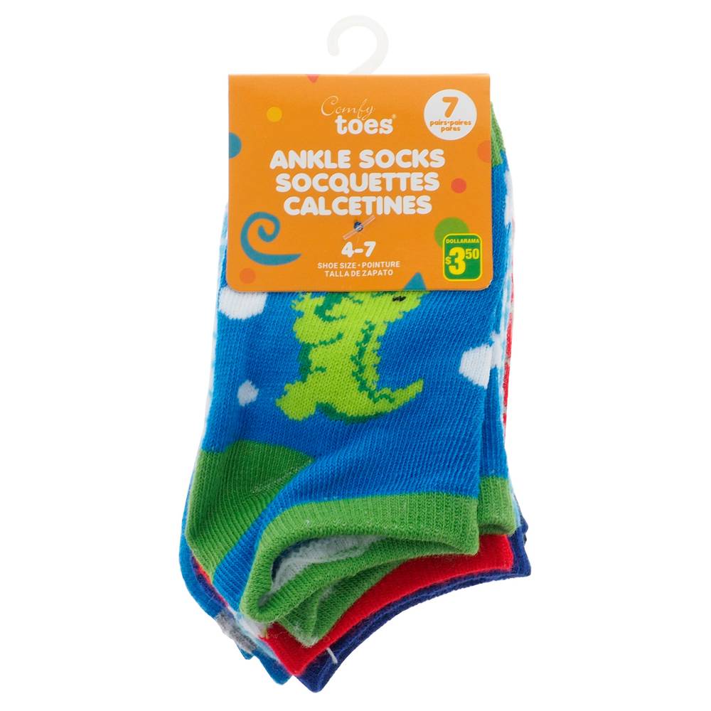 Comfy Toes Ankle Socks For Kids (7 ct)