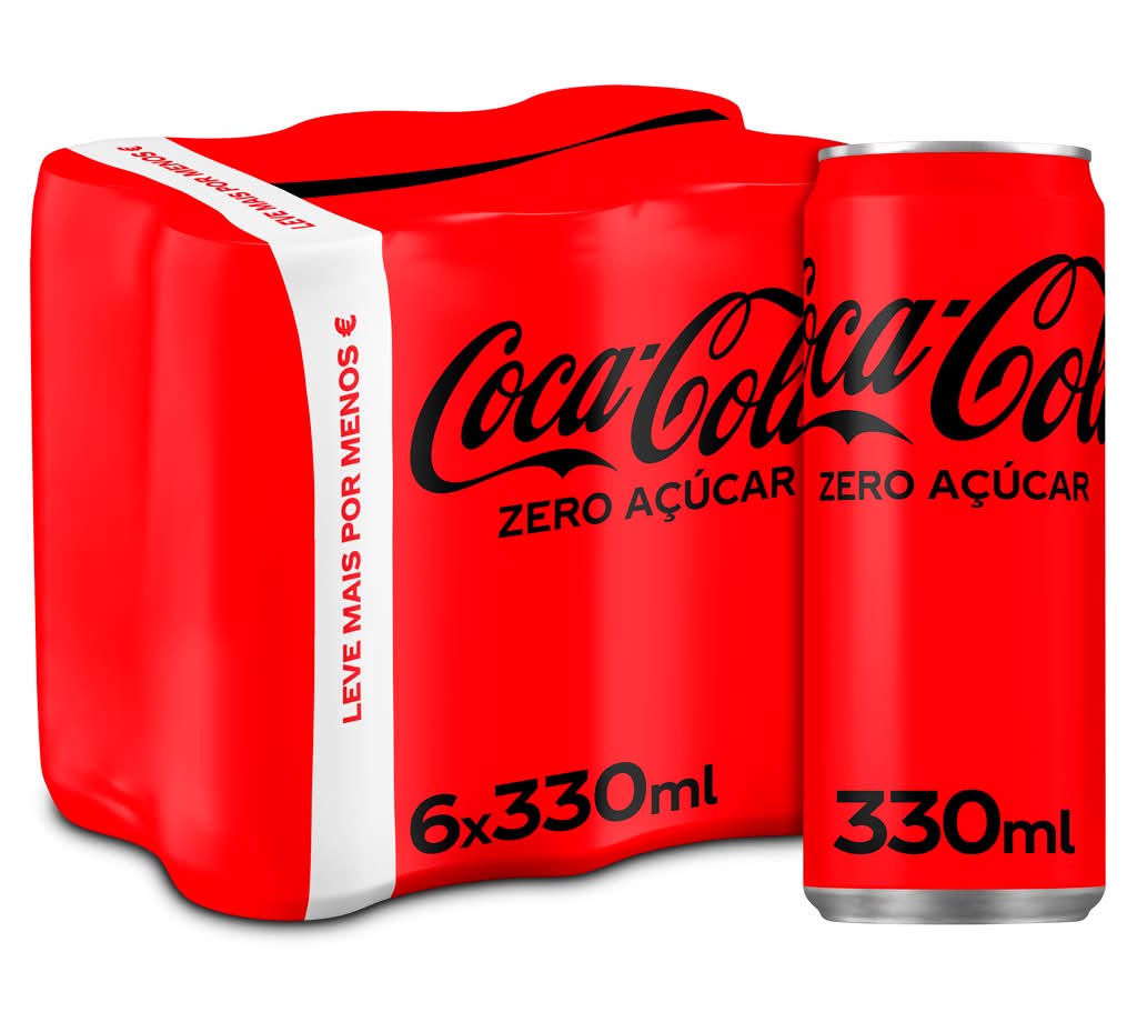 Coca-Cola - Refrigerante Zero Açúcar, Pack Lata 6 x 330 ml