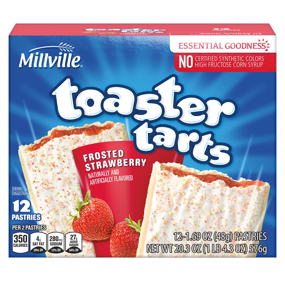 Millville Toaster Tarts, Frosted Strawberry (12 x 1.69 oz)
