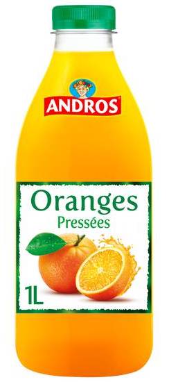 Andros jus d'oranges pressées pur jus sans sucres ajoutés (1l)
