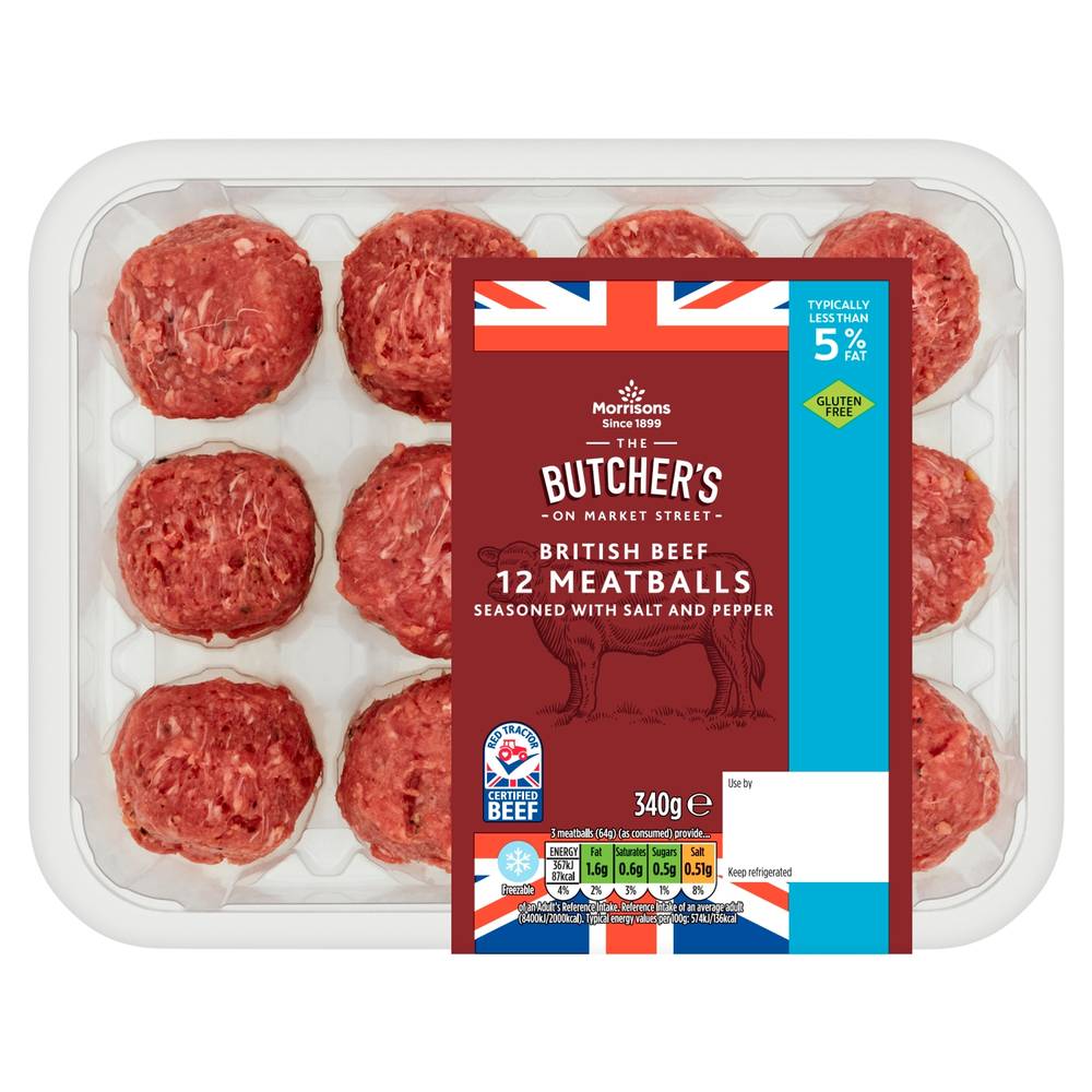 Morrisons The Butcher's on Market Street British Beef Meat Balls (12 pack)