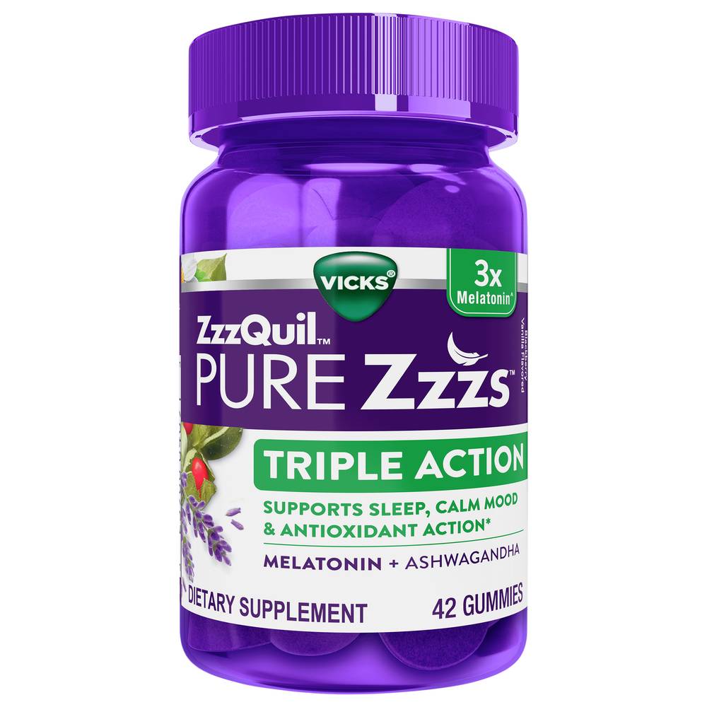 Vicks Zzzquil Pure Triple Action Blackberry Vanilla Gummies (1.76 oz)