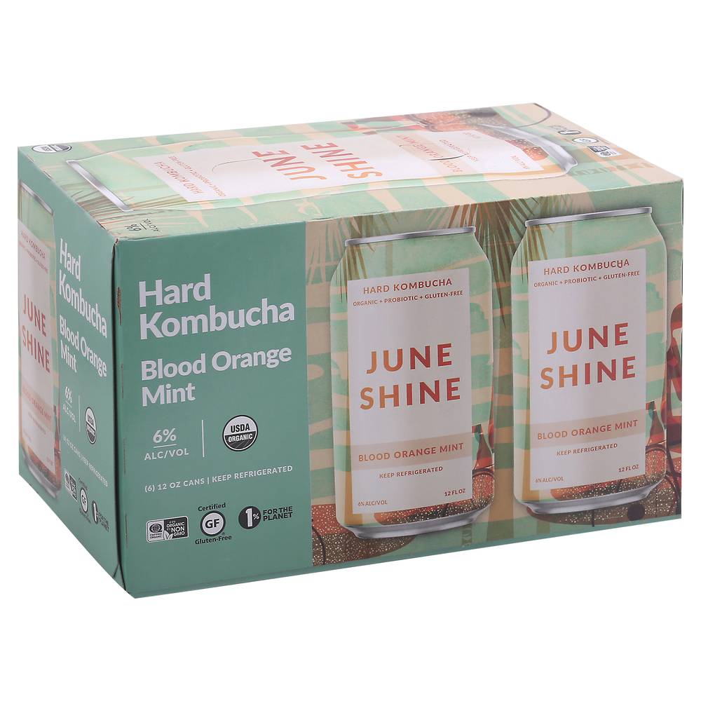 June Shine Blood Orange Mint Hard Kombucha (6 pack, 12 fl oz)