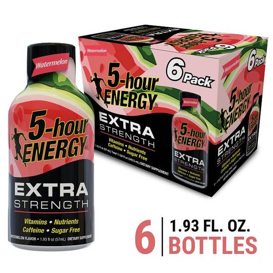 5-hour ENERGY Shot, Extra Strength, Watermelon, 1.93 oz, 6 Pack