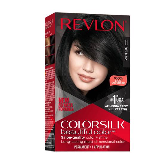 Revlon Colorsilk Beautiful Color Permanent Hair Color, 011 Soft Black