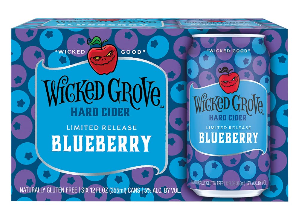 Wicked Grove Hard Cider, Blueberry (6 x 12 fl oz)