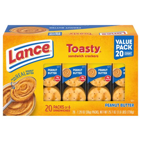 Lance Toasty Peanut Butter Sandwich Crackers (20 x 1.3 oz)