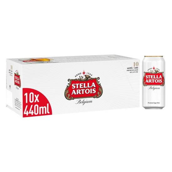Stella Artois Premium Lager Beer Cans 10x440ml