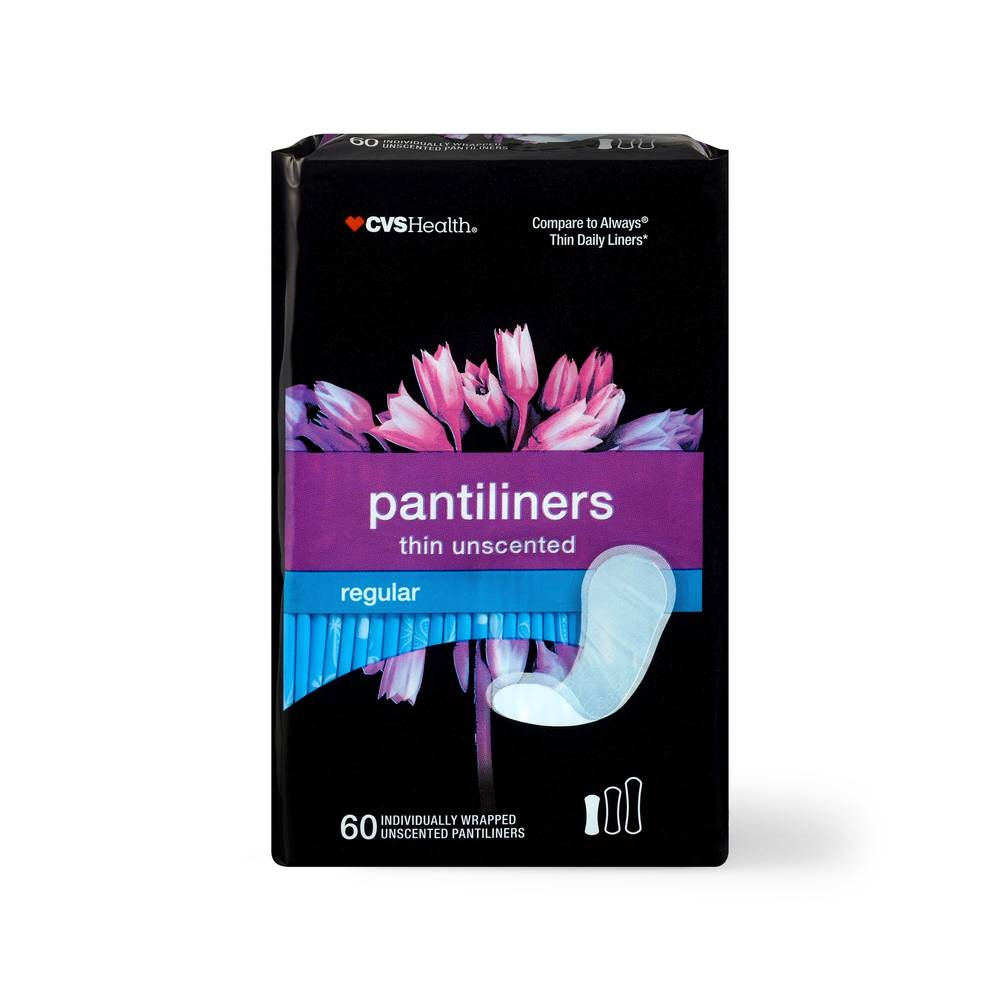 Cvs Health Thin Panty Liners, Unscented, Regular, 60 Ct