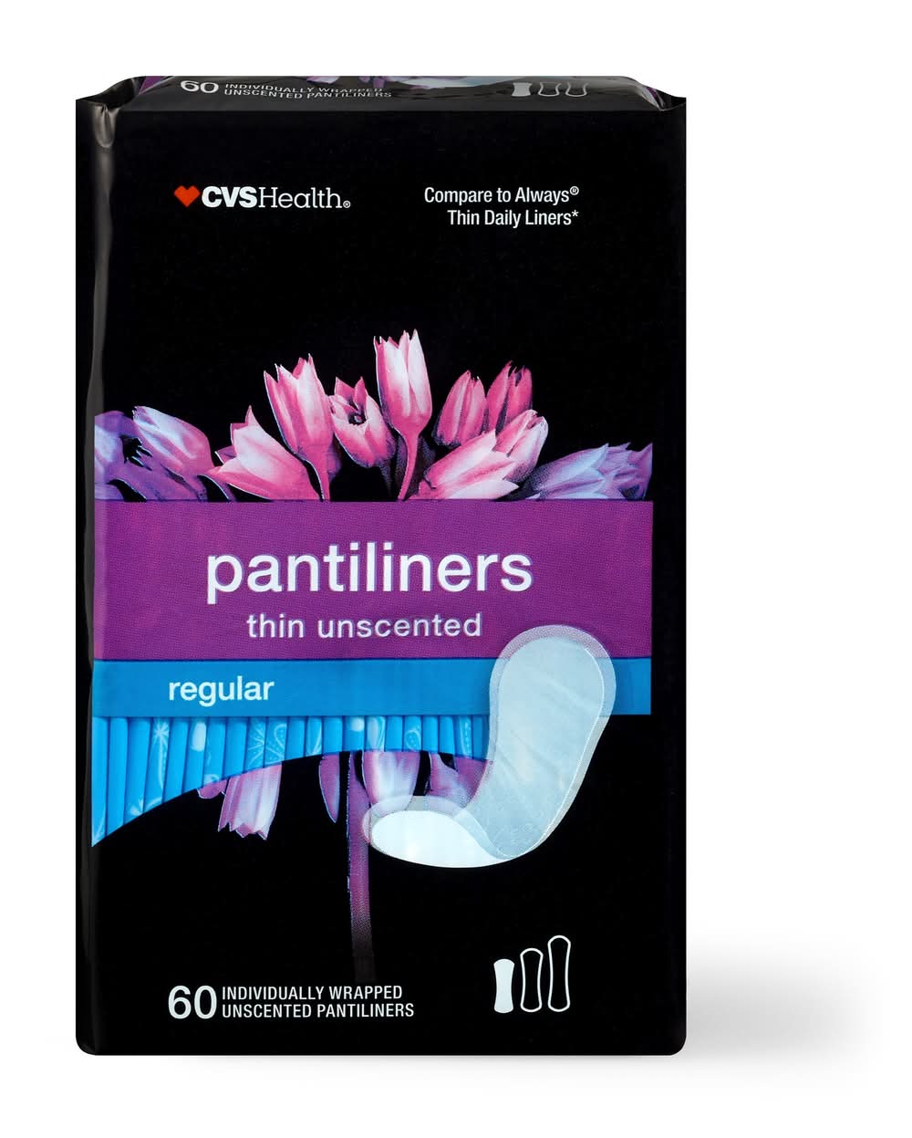 CVS Health Unscented Regular Thin Panty Liners (60 ct)