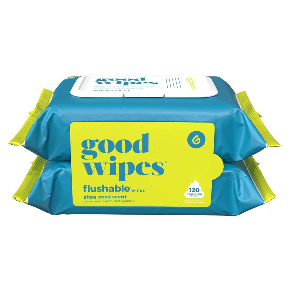 Goodwipes Flushable Plant Based Wipes (120 ct)(6.25in x 8.25in/shea-coco)