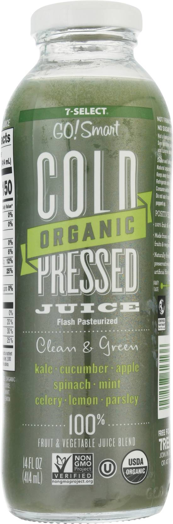 7-Select Organic Clean & Green Cold Pressed Juice (14fl oz)