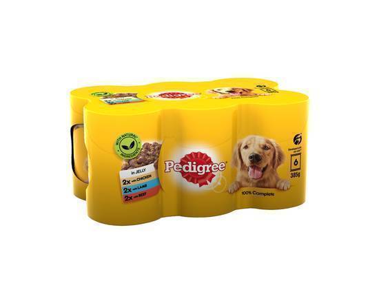 Pedigree Adult Wet Dog Food Tins Mixed in Jelly 6 x 385g