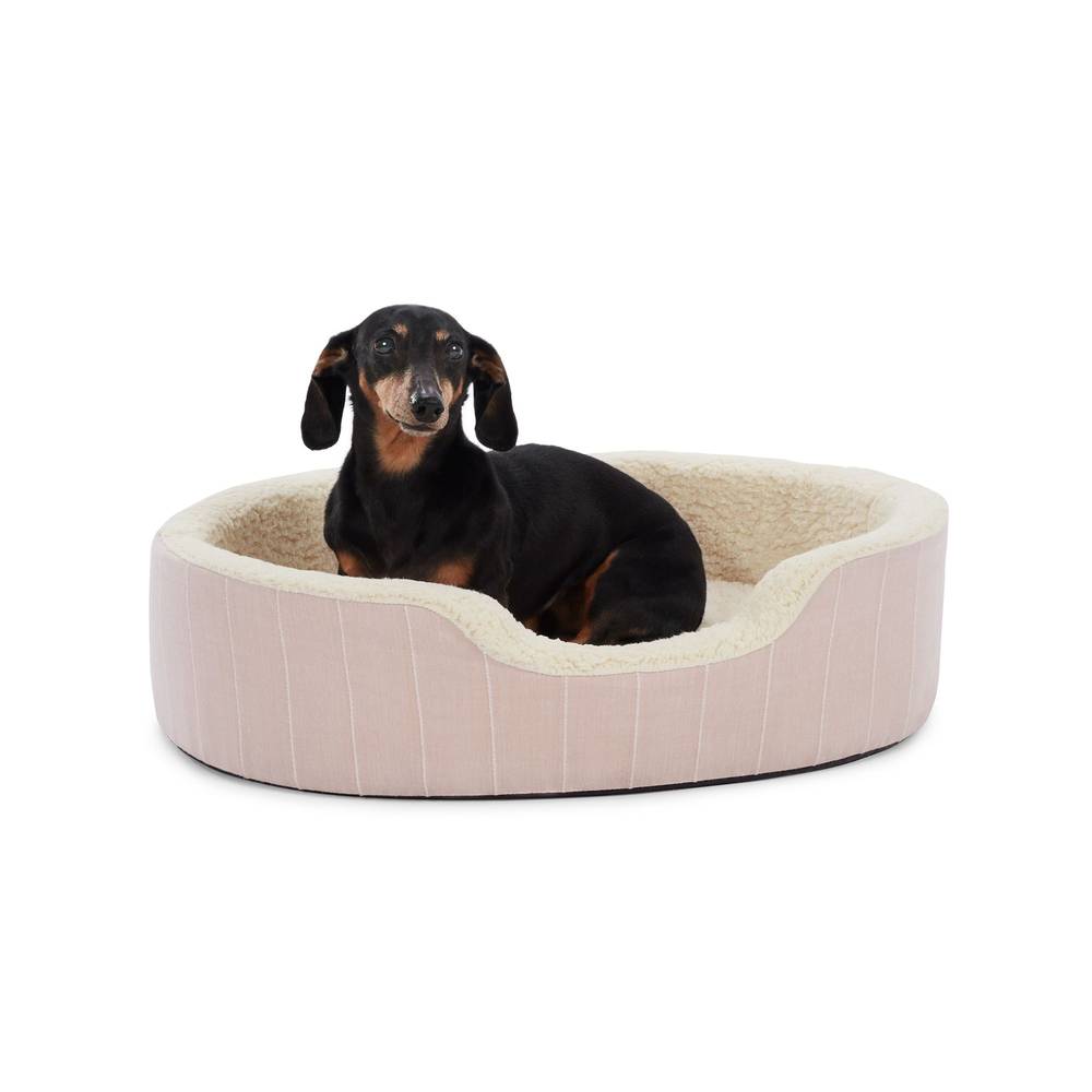 Top Paw Orthopedic Cuddler Striped Dog Bed (28" x 22"x 7"/tan)
