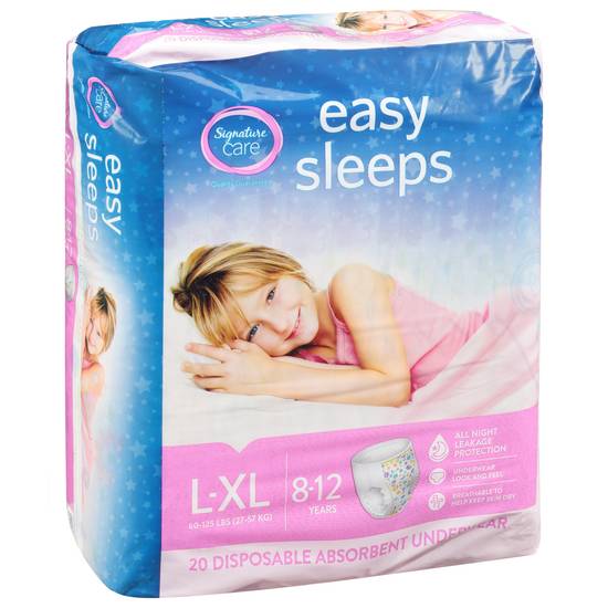 Signature Care Girls Easy Sleep Disposable Underwear Size L-Xl (20 ct)