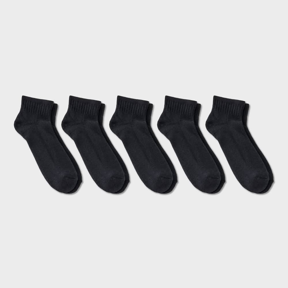 Dealworthy Cushioned Sole Cotton Blend Ankle Socks, Men, 6-12, Black (5 ct)