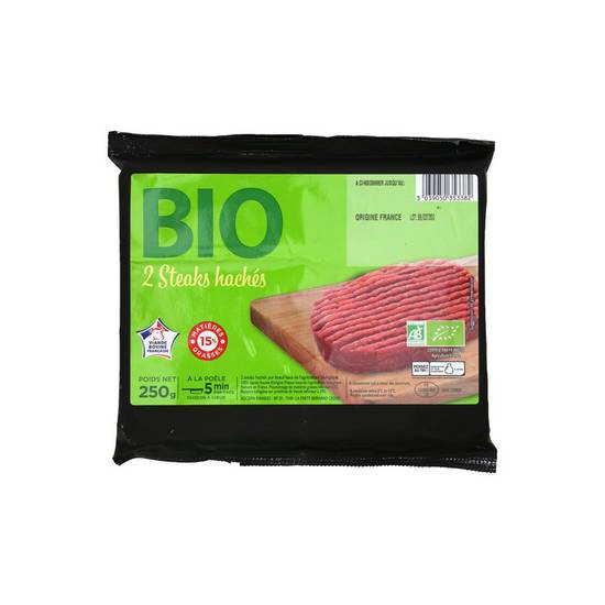 Steak haché Bio 15% matières grasses  2x125g