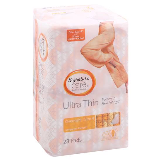 Signature Care Ultra Thin Pads With Flexi-Wings Overnight Size 4 (28 pads)