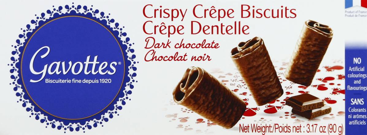 Gavottes Biscuits, Crispy Crepe, Dark Chocolate - 3.17 oz