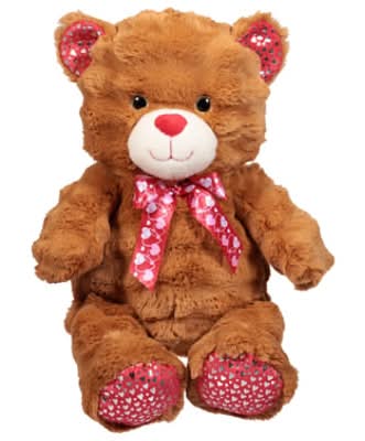 Signature Select Valentine Brown Ribbon Teddy 17 Inch - Each